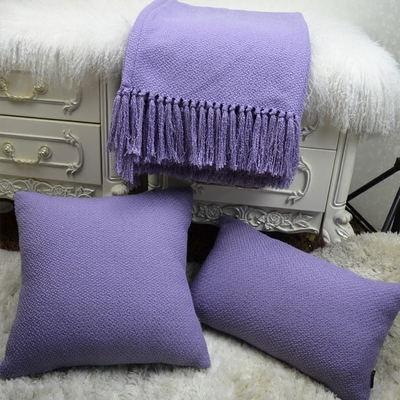紫色针织搭毯子 高档样板房间装饰搭巾床尾毯现代简约毛毯床旗