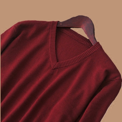 【天天特价】秋冬款男士V领羊绒衫纯色针织打底衫修身羊毛衫毛衣