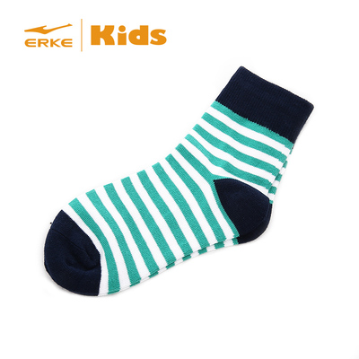 鸿星尔克童鞋袜子2015新款时尚条纹童袜大童运动袜长袜