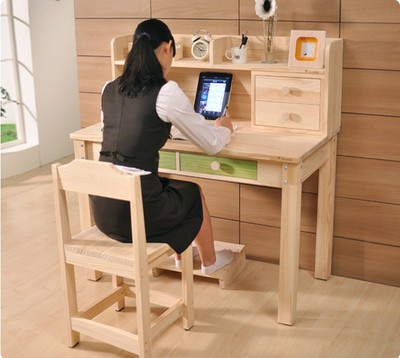特价包邮 实木电脑桌儿童学习桌实木书桌电脑桌带书架家用写字台