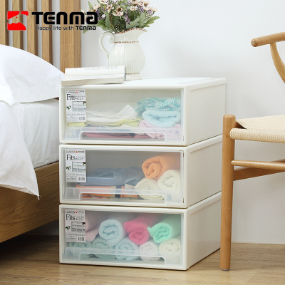 Tenma天马fits收纳箱塑料抽屉式收纳盒储物箱衣物整理箱45正方*3