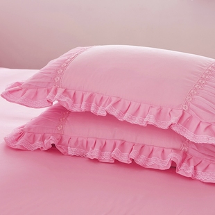 韩版公主风蕾丝花边2只枕套一对装单人儿童成人学生枕头套4874cm