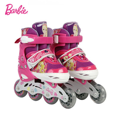 芭比正品轮滑鞋儿童 溜冰鞋儿童 可调直排旱冰鞋 滑冰鞋女生专用