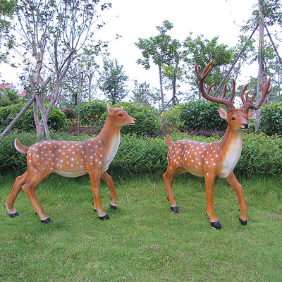 仿真动物模型梅花鹿婚庆客厅摆件招财树脂庭院园林装饰公母鹿摆件