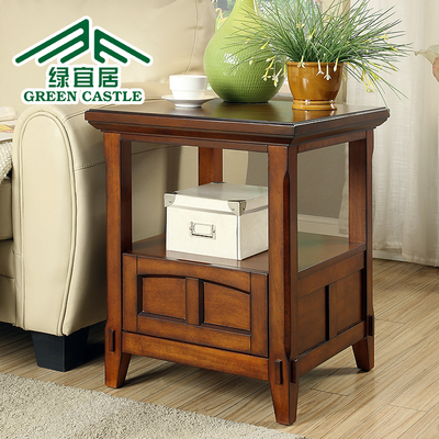 绿宜居 美式沙发边柜现代简约边桌可移动茶几创意角几实木小边几