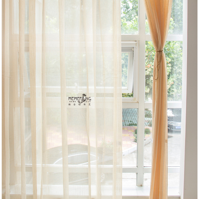 飘窗帘布料纯色简约美式乡村客厅卧室落地窗纱