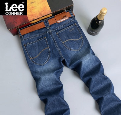 CONNER LEE牛仔裤男夏季薄款直筒修身大码青年男装中腰长裤简约潮