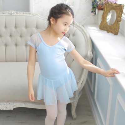 韩国进口儿童舞蹈练功服装 少儿幼儿跳舞裙子 芭蕾民族蓝色纱裙