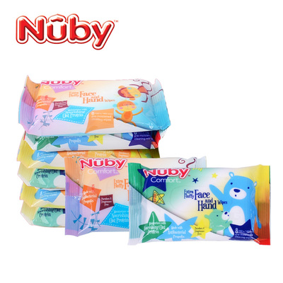 美国nuby/努比 婴儿湿巾新生儿手口柔湿巾(迷你8抽)8包