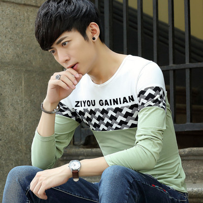 卡宾品牌2016秋季学生长袖t恤男装韩版修身棉打底衫男士圆领体恤