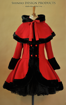 星河设计 K安娜动漫衍生lolita羊毛呢女装大衣 加厚红色秋冬修身