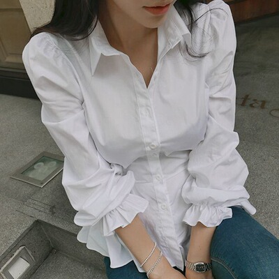 女士正装打底白色春秋秋季职业衬衫衬衣雪纺长袖大码工作韩版学生
