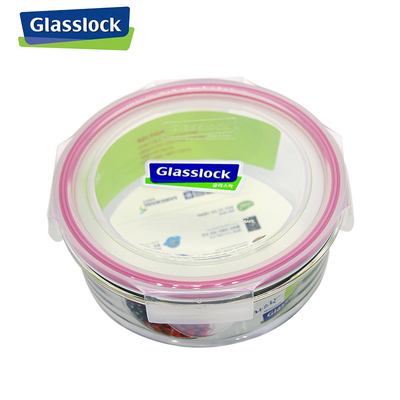 韩国GLASSLOCK三光云彩玻璃饭盒便当盒微波圆形保鲜盒 RP524