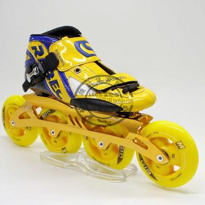 正品韩国RE款黄色专业速滑鞋儿童可调/成人竞速旱冰男女溜冰成人