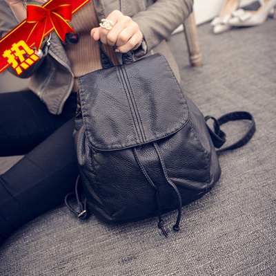 2016新款软皮小号双肩包韩版潮女包水洗皮旅行背包休闲学院风书包