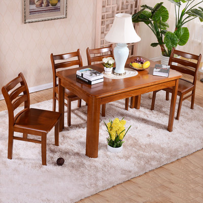 橡胶木实木餐桌椅组合现代简约中式方形饭桌整装户型实木家具套装