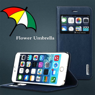花雨伞iPhone6手机套iPhone6s手机壳苹果6保护皮套翻盖式真皮视窗