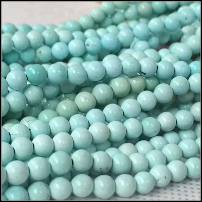 湖北高瓷原矿绿松石 白蓝色小圆珠米珠 纯天然无优化散珠配饰配珠