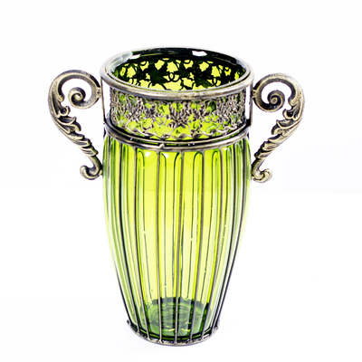 欧式田园铁艺落地大花瓶玻璃花瓶水培富贵竹玻璃花瓶婚庆送礼花瓶