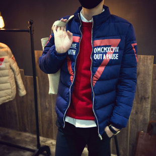 2016年男士韩版修身短款立领棉衣外套男青年三角形冬装棉袄男士潮