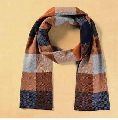 冬季新品男士品质羊毛方块格纹休闲围巾包邮