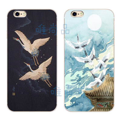 iPhone6/S/Plus/5C苹果手机壳5/5s/5se保护套日本和风文艺仙鹤