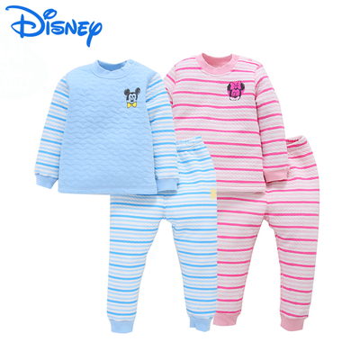 迪士尼宝宝童装男童女童秋冬空气层家居服睡衣婴幼儿棉长袖套装