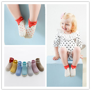 纯棉童袜春夏全棉女童短袜1-3岁女宝宝袜子防滑地板袜星期袜