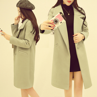 2016新款韩版春秋款女式长袖风衣休闲外套中长款百搭修身显瘦宽松