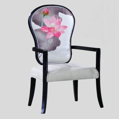 新中式餐椅 实木水曲柳餐椅 酒店会所布艺单人椅子 宜家餐厅餐椅