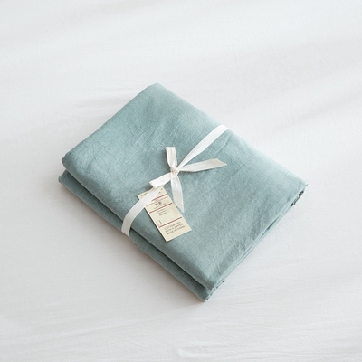 简约日式床品水洗棉纯色单件被套 全棉格子单人双人被罩纯棉1.5米