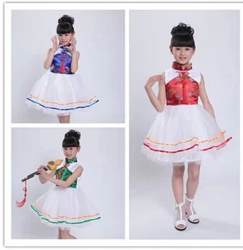 儿童古筝演出服装女童舞蹈服装表演服现代舞白雪公主裙大合唱服女