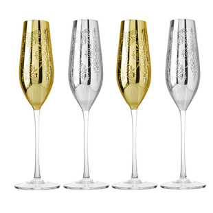 WUSE金银金属感水晶香槟杯高脚杯起泡鸡尾酒杯婚礼婚礼装饰品摆件