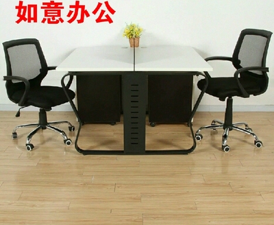 办公家具简约板式屏风4人位员工桌 现代钢木组合两人位电脑桌椅