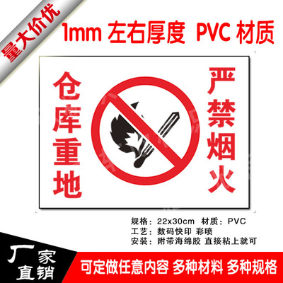 仓库重地严禁烟火安全标示警示牌安全标识标志标牌PVC提示牌定做