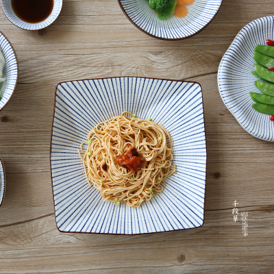 陶瓷千段草特色餐盘碟子菜盘子圆盘米饭碗创意日式和风餐具