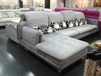 新款欧式时尚现代简约客厅布艺沙发组合转角贵妃三人家具垫可拆洗
