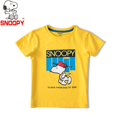 snoopy史努比童装2017夏季新款男童卡通运动上衣休闲短袖T恤衫男