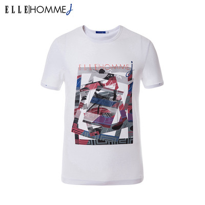 ELLE HOMME2015夏季新款男士短袖印花时尚T恤商场同款 休闲棉T恤