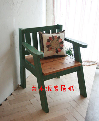 做旧环保实木 美式乡村 餐椅 单人椅 休闲长椅 电脑椅 咖啡店椅