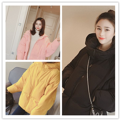 冬季棉衣韩国女装宽松保暖加厚羽绒棉服外套学生连帽羽绒棉面包服