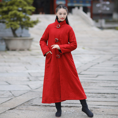 素年锦时 民族风大气款特色中国纽扣设计棉麻长袖袍子棉衣棉外套
