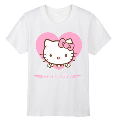 凯蒂猫hello kitty女夏装 纯棉可爱卡通短袖T恤加大码情侣装新款