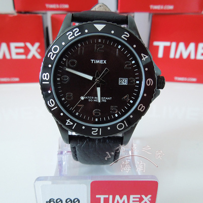 美国代购Timex天美时男士黑色不锈钢石英手表T2P176男表现货包邮