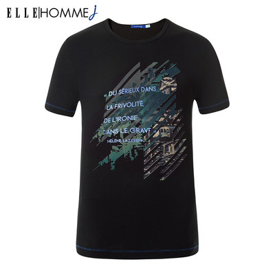 ELLE HOMME2015夏季新款男士短袖时尚印花T恤