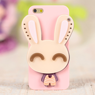 苹果6plus手机壳新款个性粉色镶钻硬壳iPhone5.5寸创意外壳带镜子