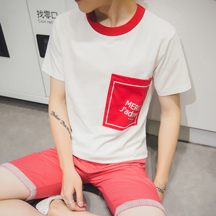 唯美佳夏季韩版休闲圆领短袖T恤衫青少年学生男款体恤衫半袖上衣