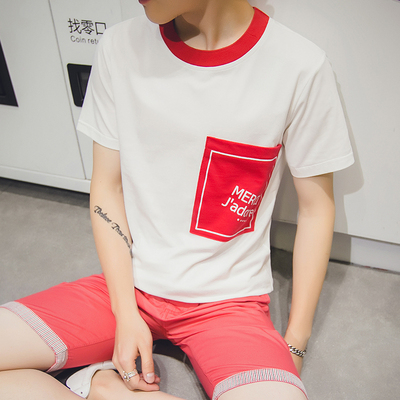 唯美佳夏季韩版休闲圆领短袖T恤衫青少年学生男款体恤衫半袖上衣