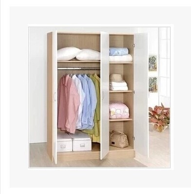 特价清衣橱简易组装宜家三门木质大衣柜成人带门小衣柜单人大容量