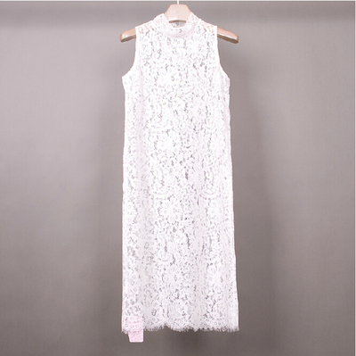 2015夏装新款韩版女装 无袖背心蕾丝连衣裙 白色蕾丝裙打底裙
